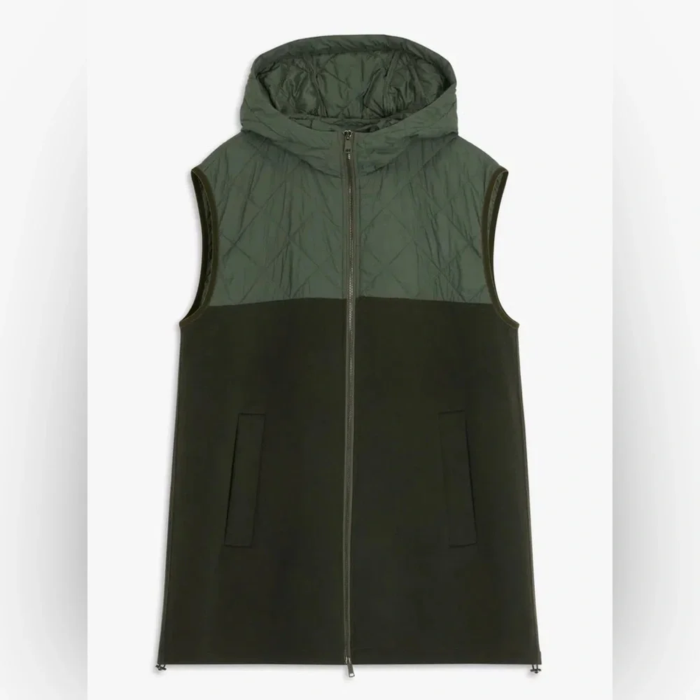 NWT Weekend Max Mara Nastro Colour Block Longline Gilet Vest Jacket Quilted - Picture 2 of 7